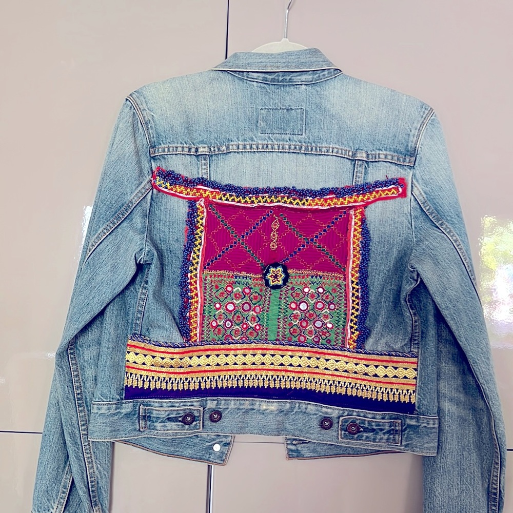 vintage levi’s jean jacket with hand beaded back